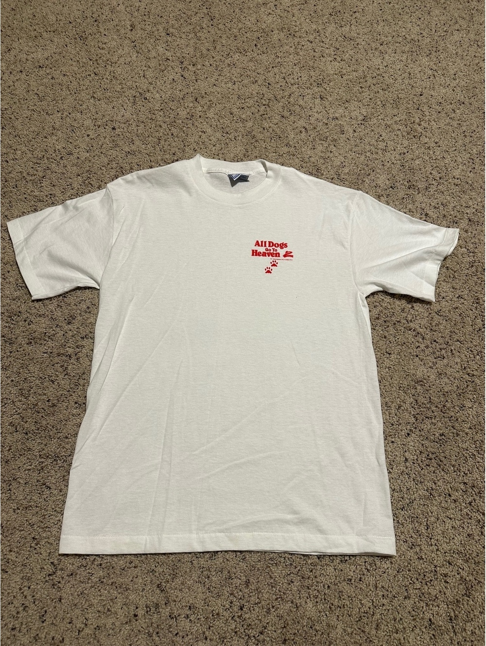 All Dogs Go To Heaven 2 White Graphic T-Shirt Youth Large